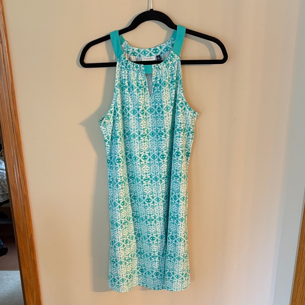 Cabana Life Turquoise and White Patterned Dress